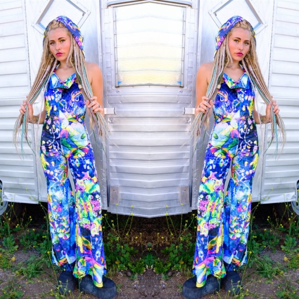 Vibrant Blue Multicolor Jumpsuit